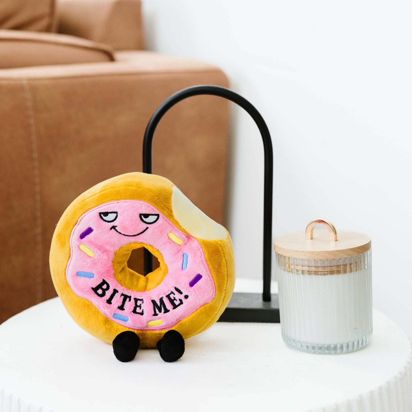 Punchkins Cute Pink Donut Plushie, Funny White Elephant Gift