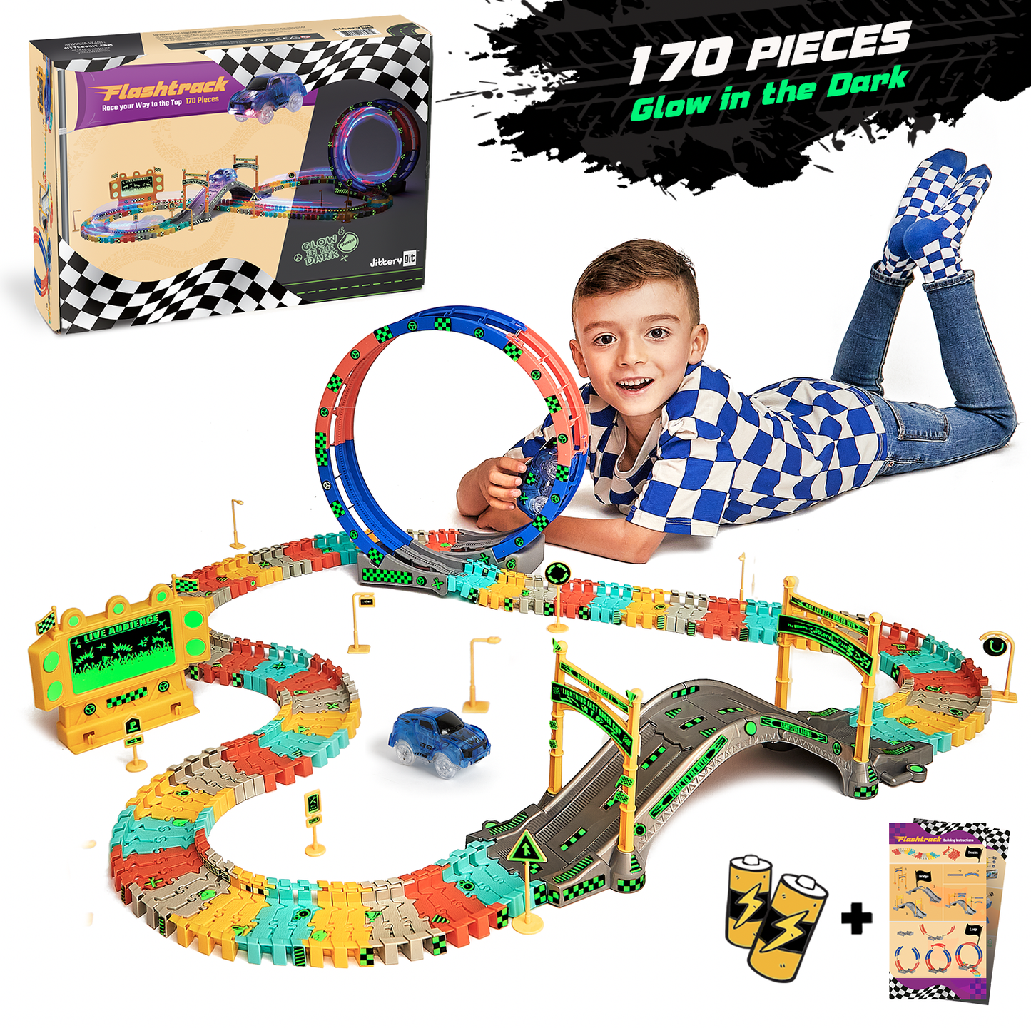 FlashTrack Glow in the Dark Racing Track Set