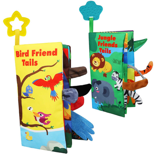 Jungle Animal and Bird Friends (SET OF TWO) Touch and Feel Busy Books for Babies